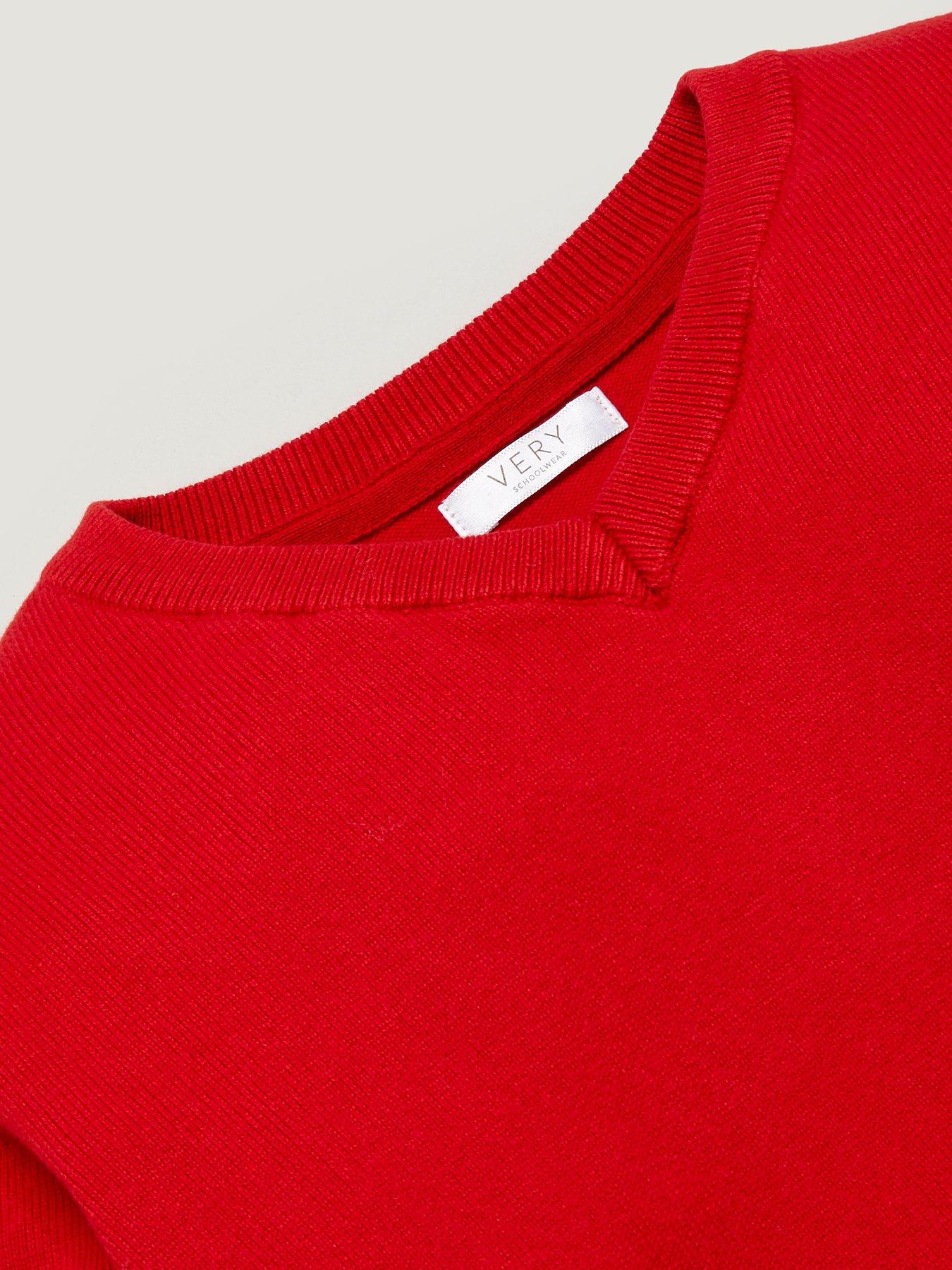 Image 5 of 6 of Everyday Unisex 2 Pack V-Neck School Jumper - Red