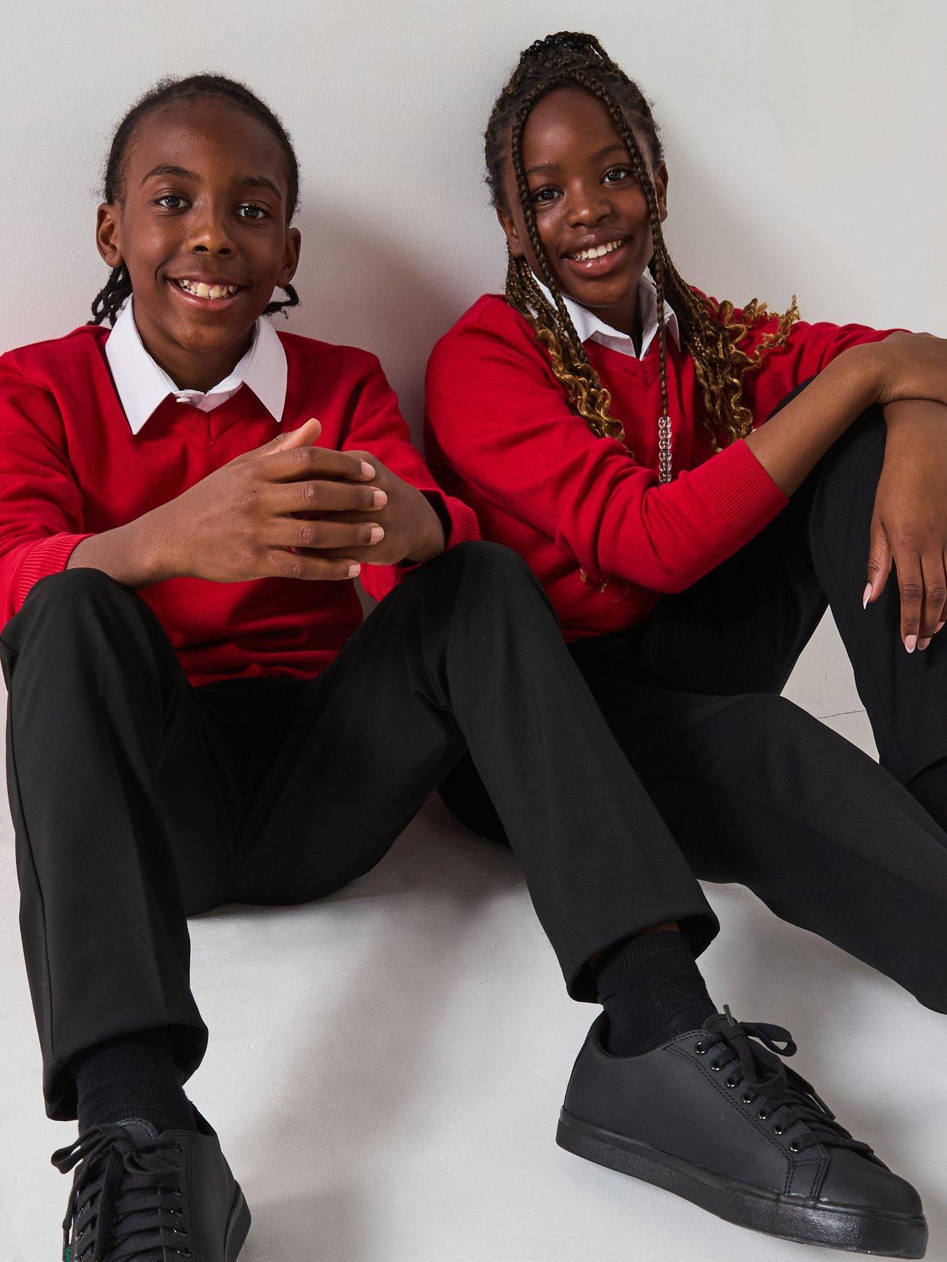 Image 6 of 6 of Everyday Unisex 2 Pack V-Neck School Jumper - Red