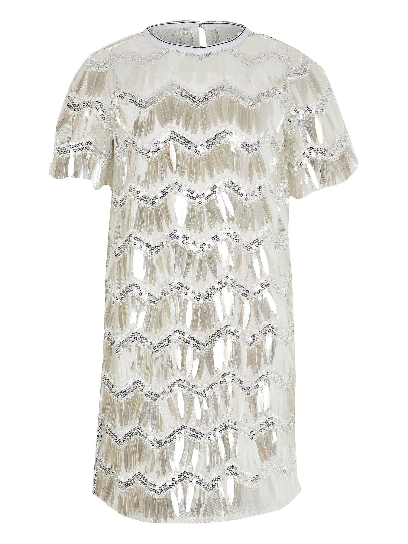 silver sequin tshirt dress