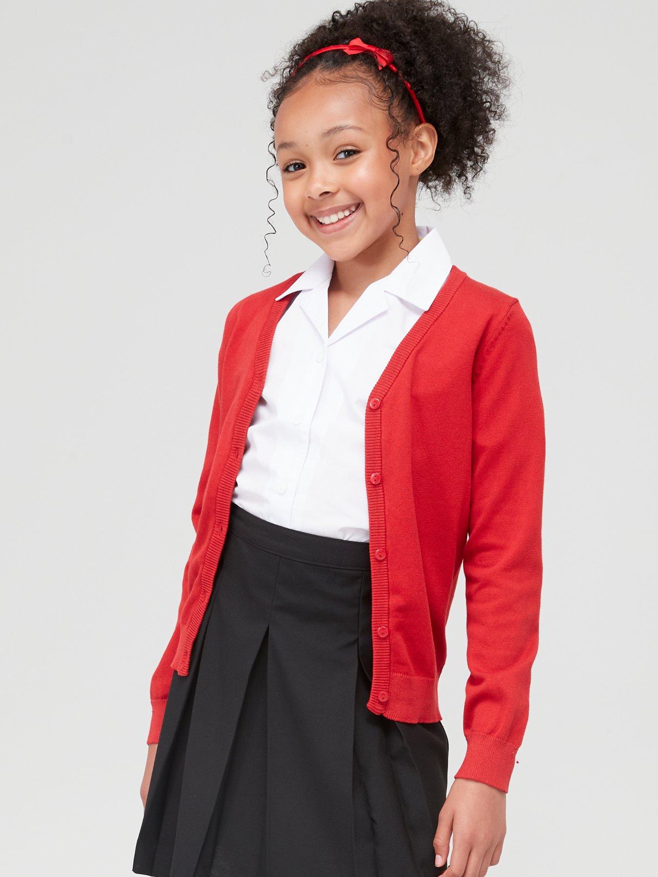 Girls 2 Pack School Cardigans Red