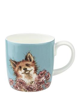 Product photograph of Royal Worcester Wrendale Poppy Field Fox Mug from very.co.uk