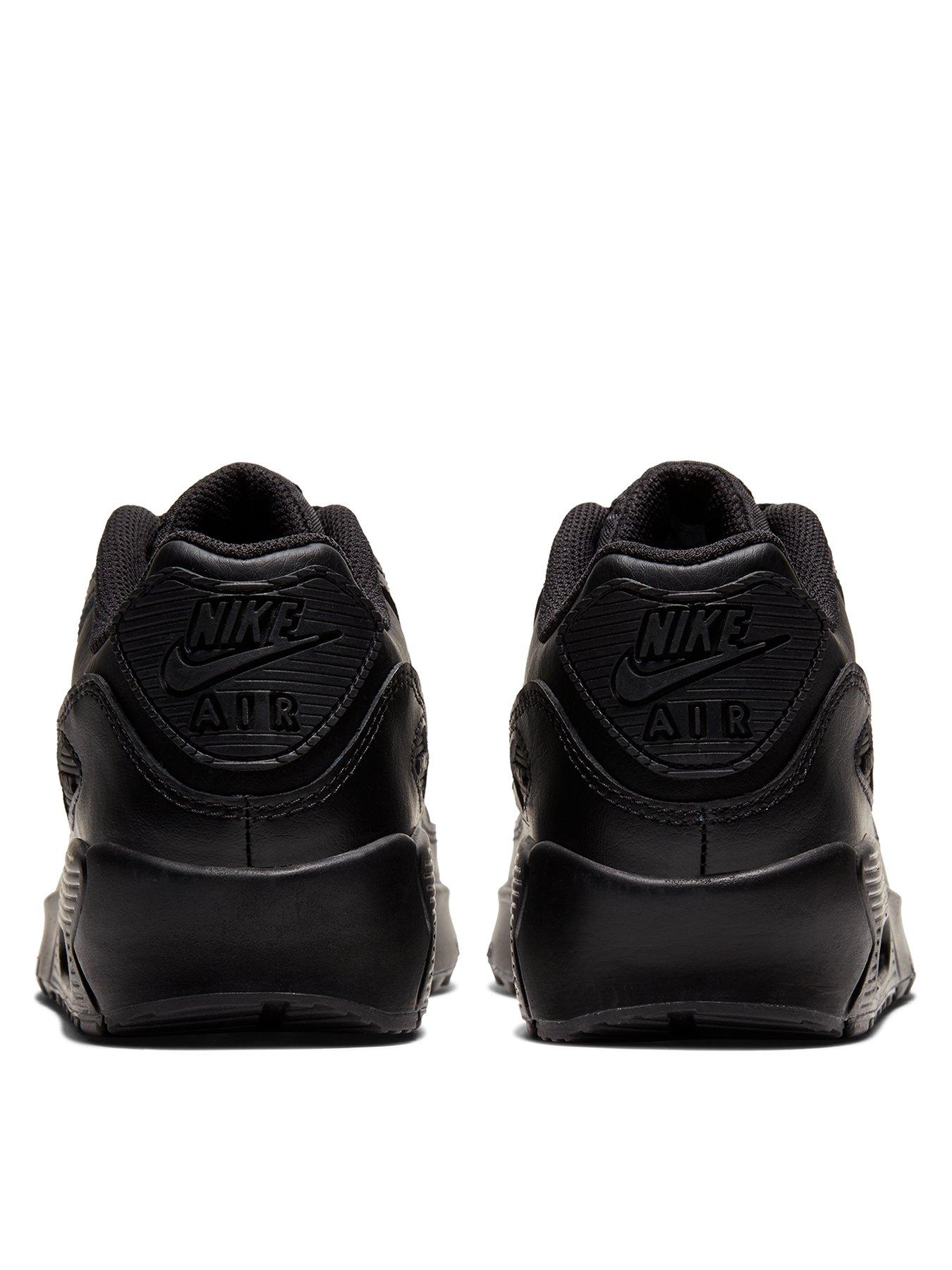 black leather junior trainers