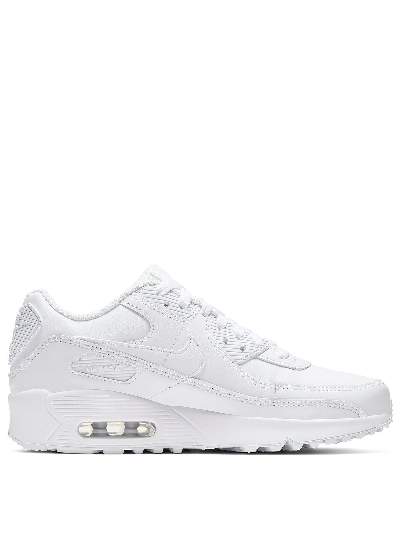 Nike Air Max 90 Leather Junior Trainers - White | very.co.uk