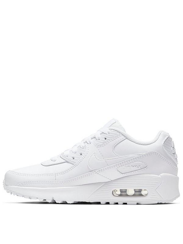 Air Max 90 Leather Junior Trainers - White