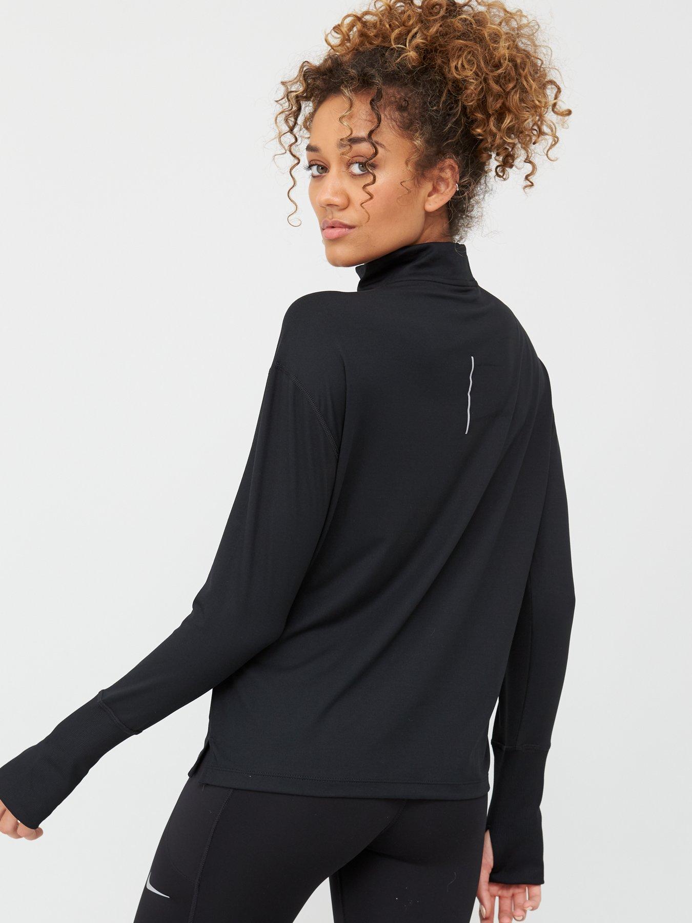 nike running element half zip long sleeve top in black