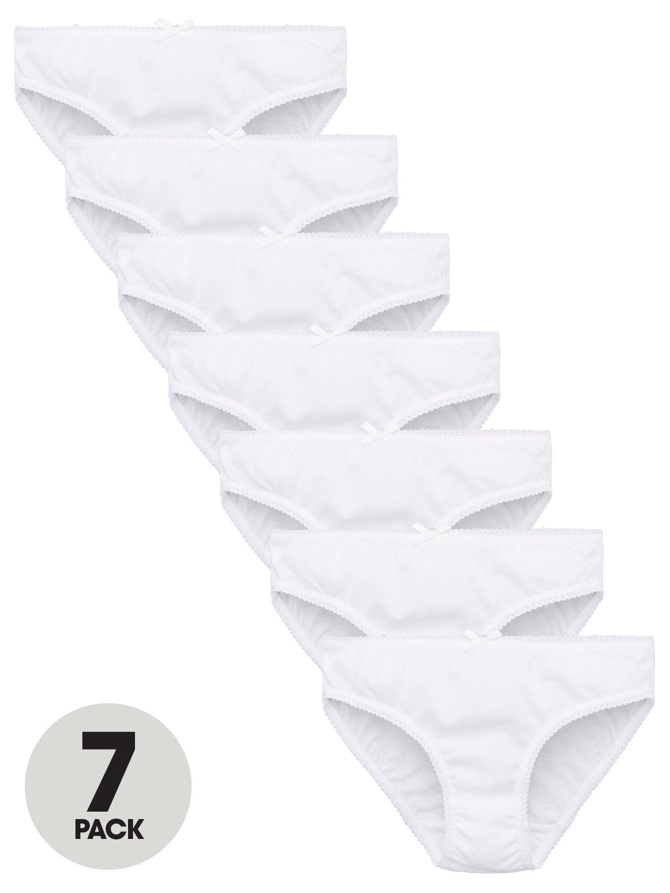 Image 1 of 3 of The Very Collection Girls 7 Pack Plain School Briefs - White
