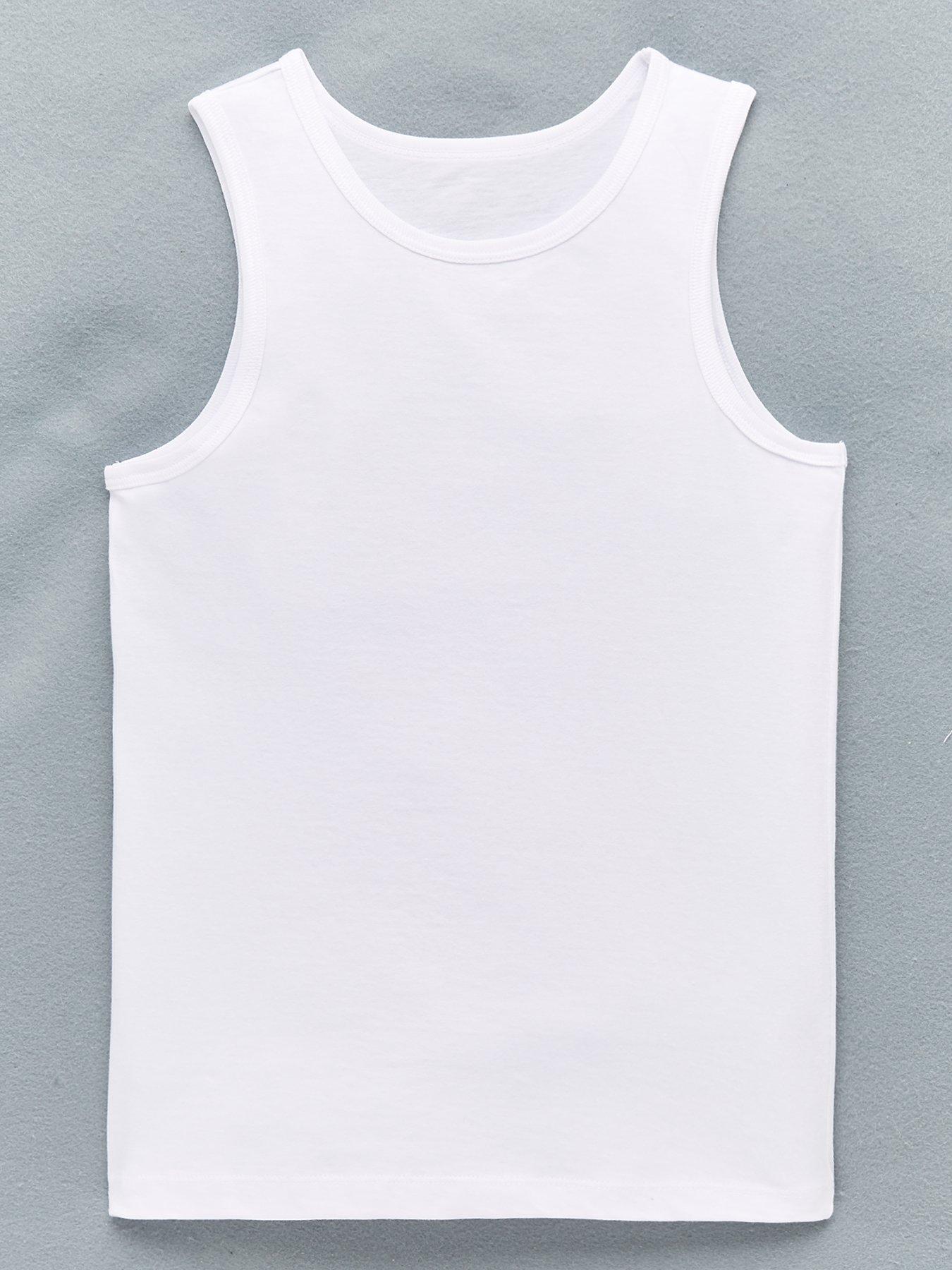 Everyday Boys 5 Pack Sleeveless School Vests - White | Very.co.uk