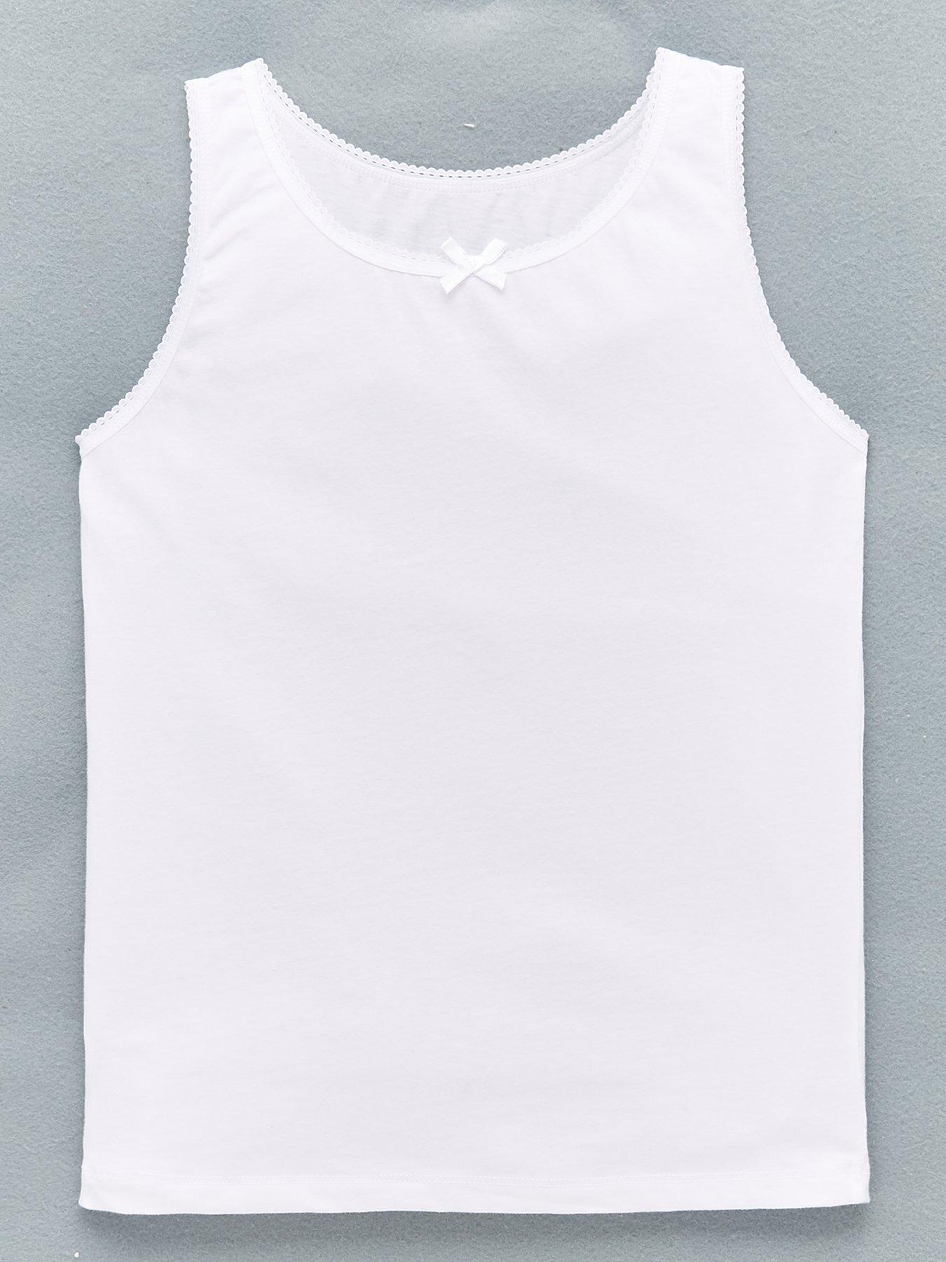 Image 2 of 4 of Everyday Girls 5 Pack&nbsp;Sleeveless School Vests - White