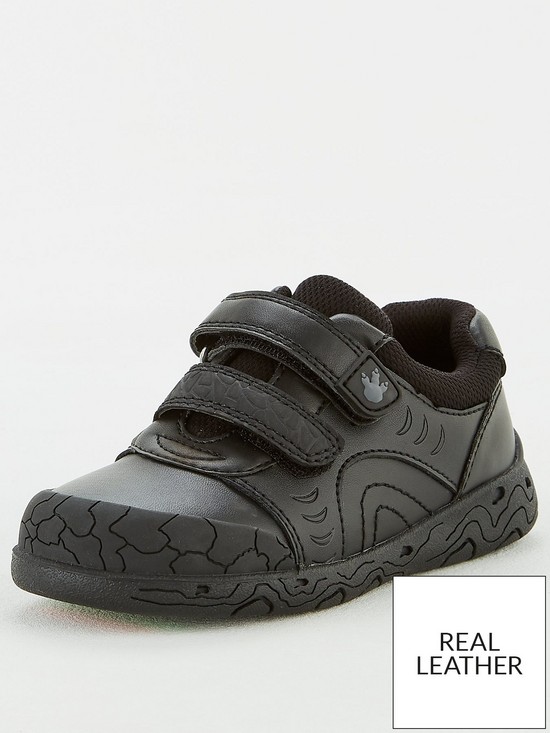 front image of v-by-very-toezonenbspboys-dinosaur-leather-school-shoe-black