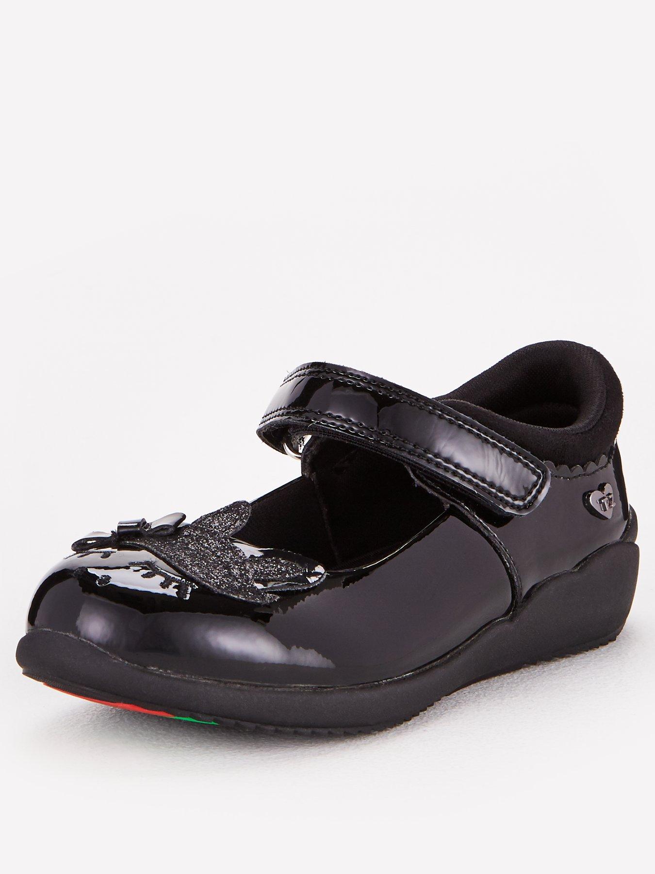 The Very Collection Toezone Younger Girls Unicorn Leather School Shoe - Black