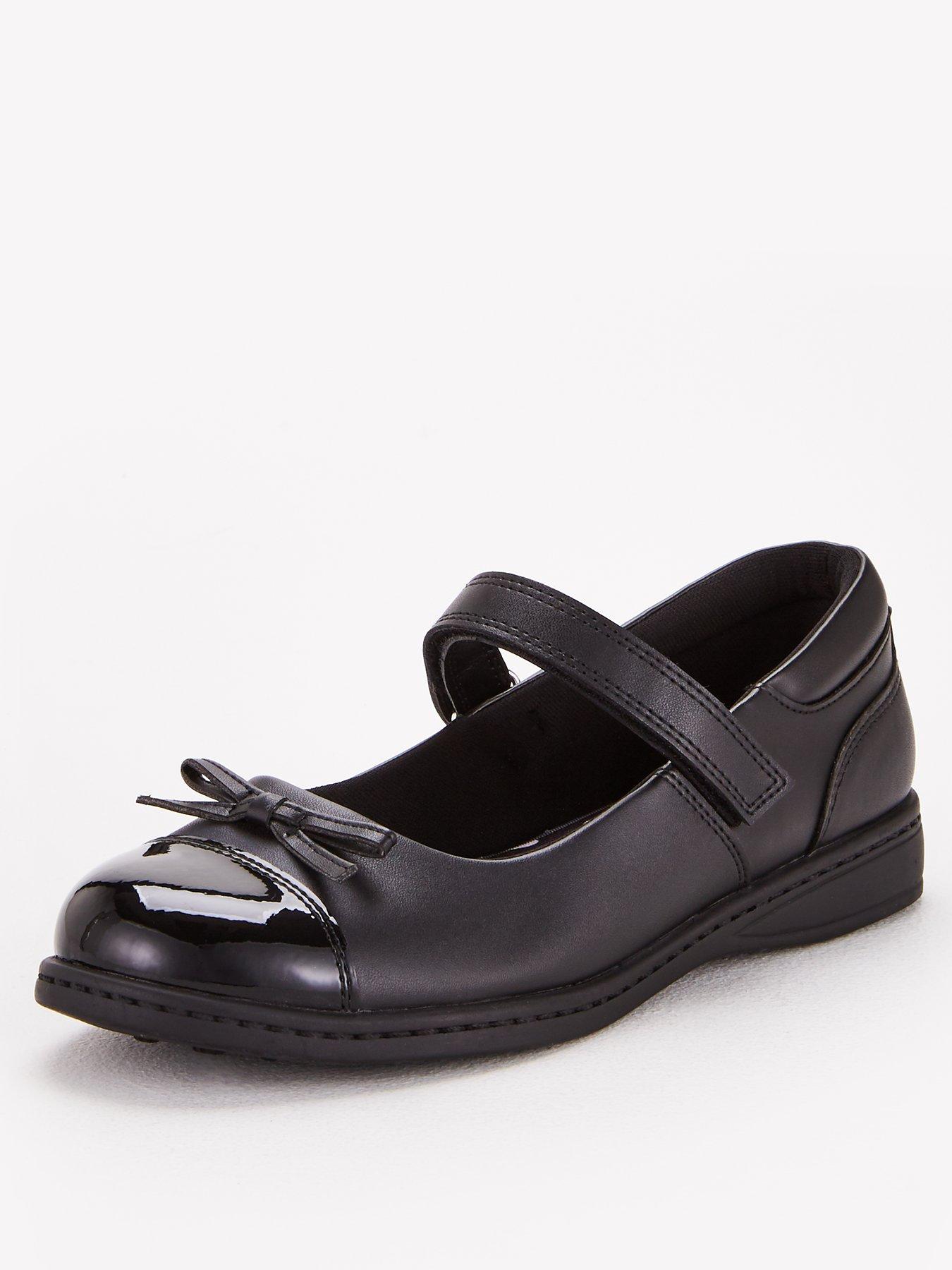 V by Very Girls Mary Jane Leather School Shoe - Black | very.co.uk