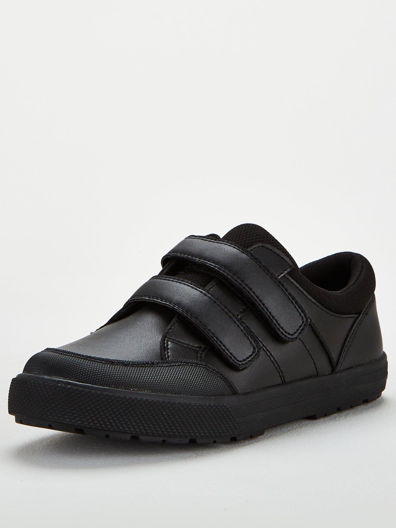 Kids Boys Twin Strap Leather School Shoe - Black