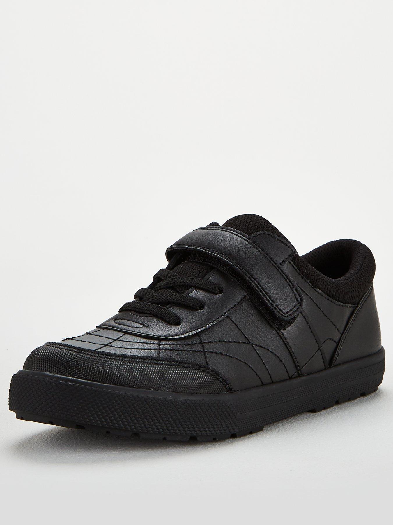 Boys Lace Leather Trainer School Shoe - Black