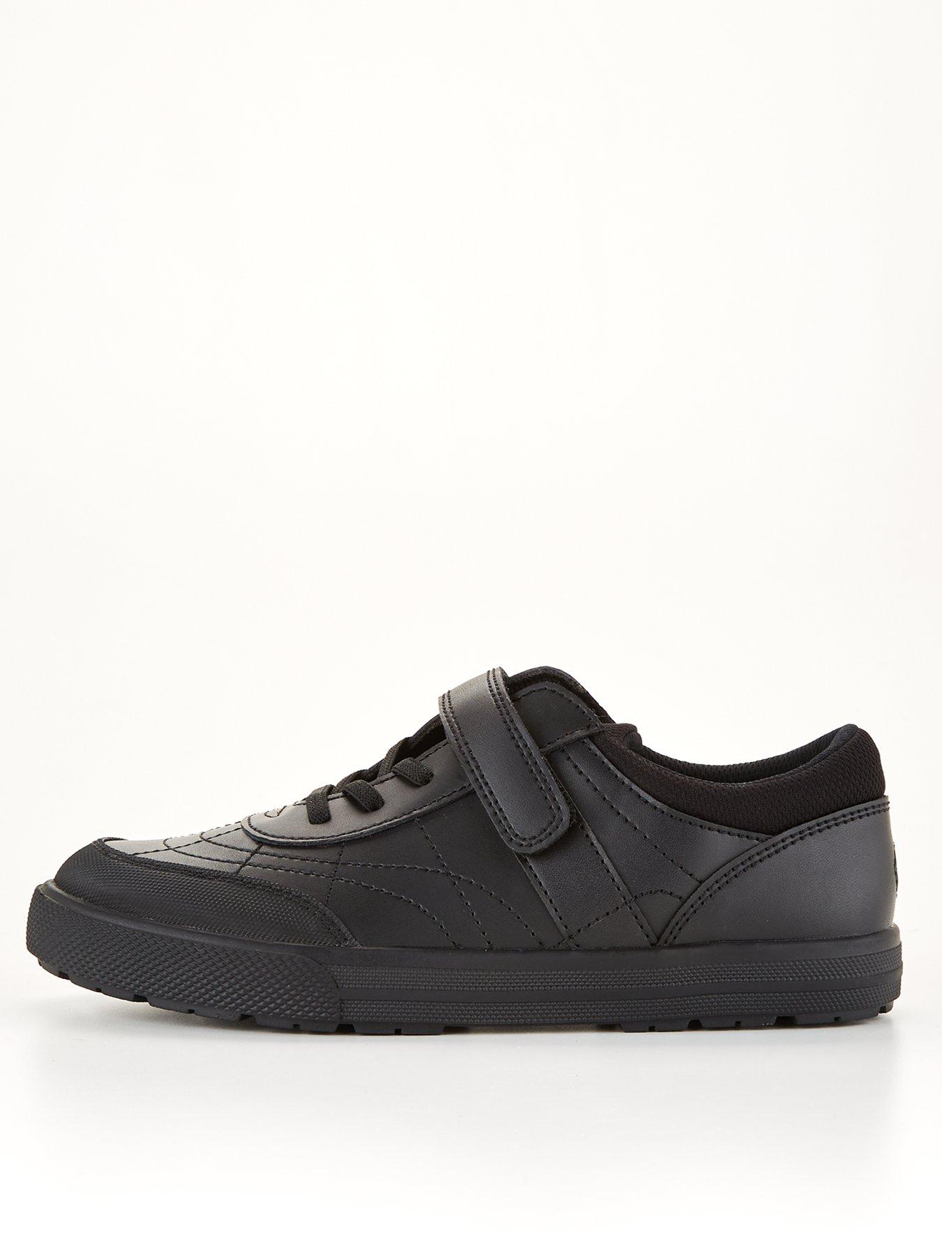 undefined Older Kids Lace Leather Trainer School Shoe - Black Standard Fit