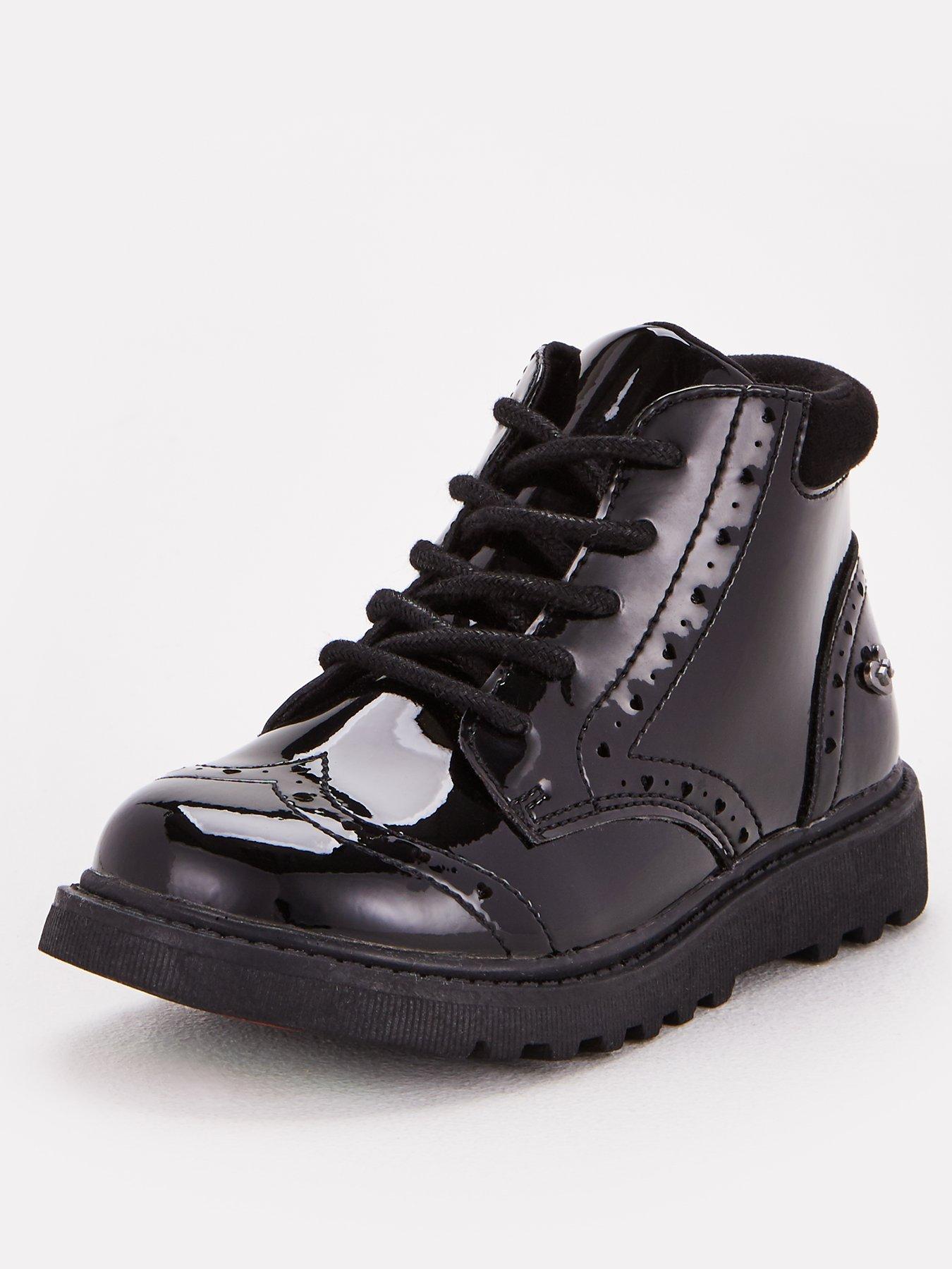 V By Very Toezone At V By Very Girls Chunky Sole Lace Up Boot Black Very Co Uk