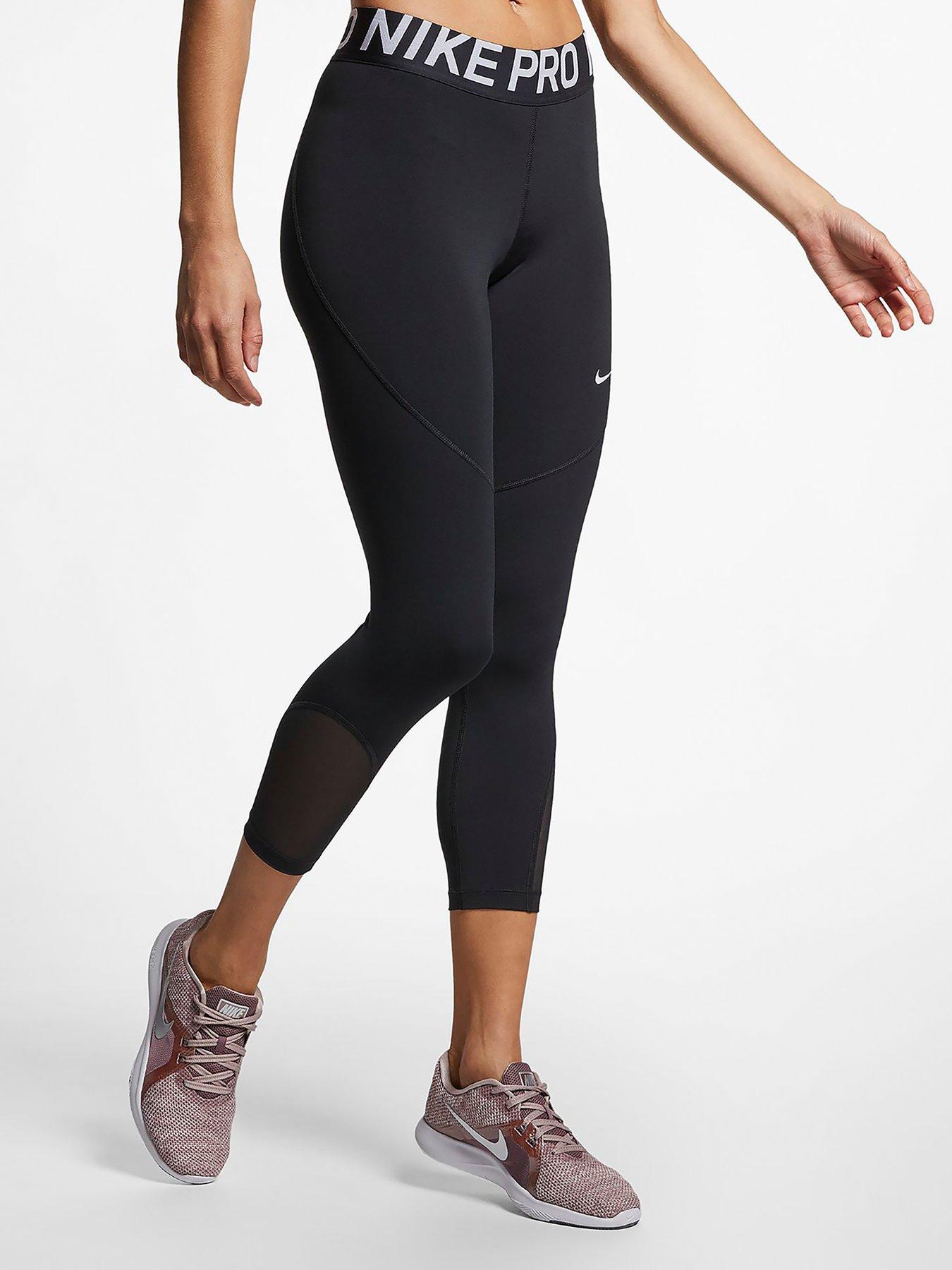 nike training pro leggings with mesh in black