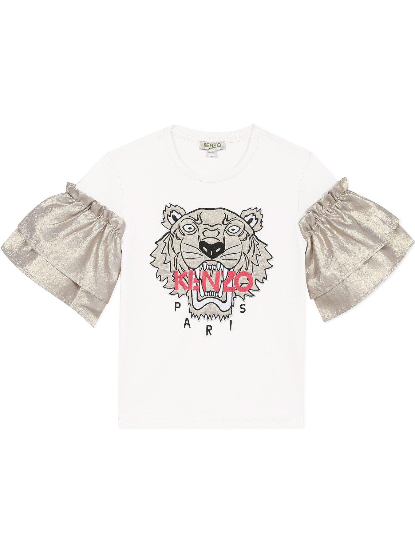 Kenzo Girls Foil Frill Tiger T-Shirt 