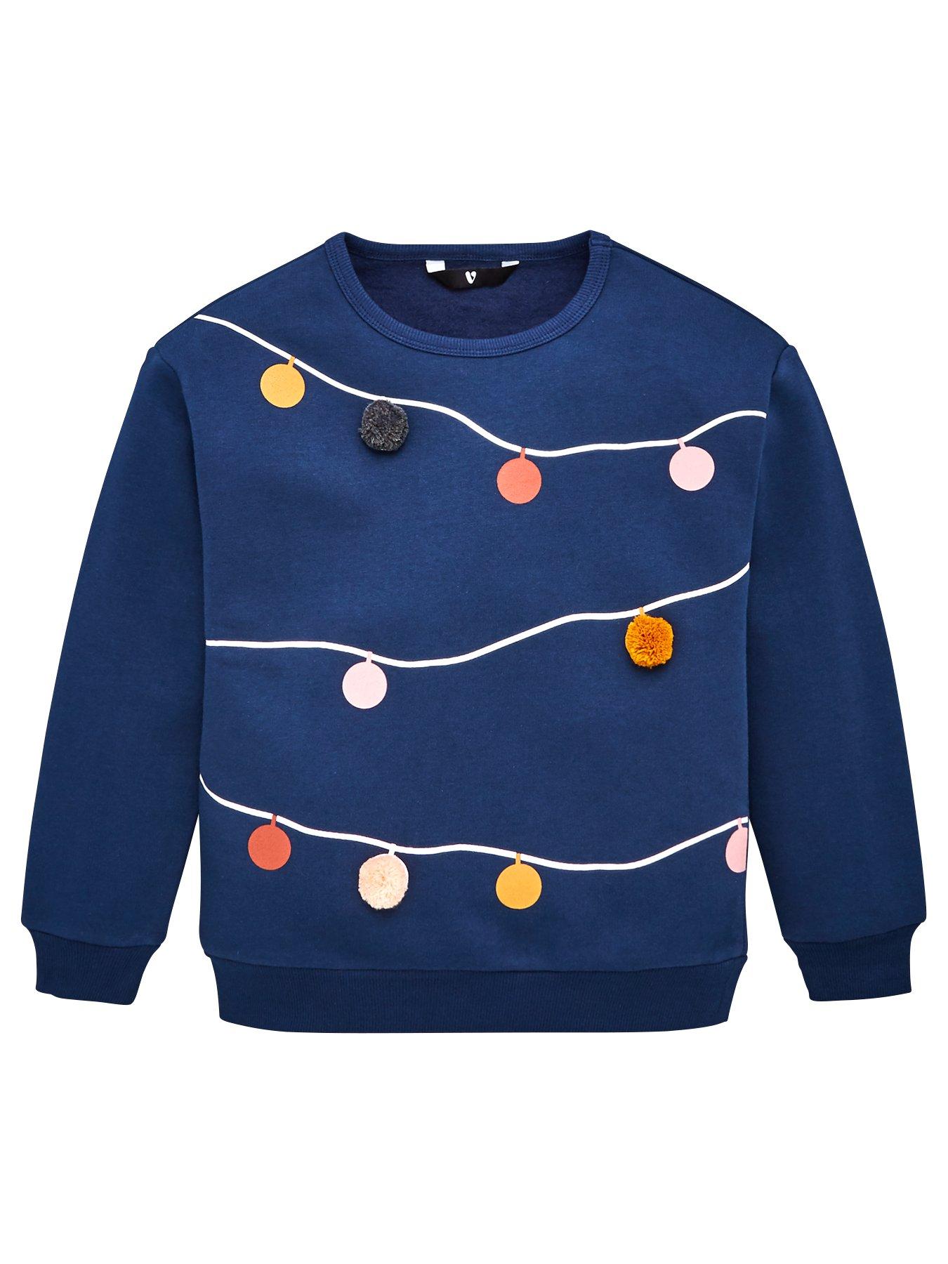 V By Very Girls Christmas Lights Pom Pom Detail Sweatshirt review