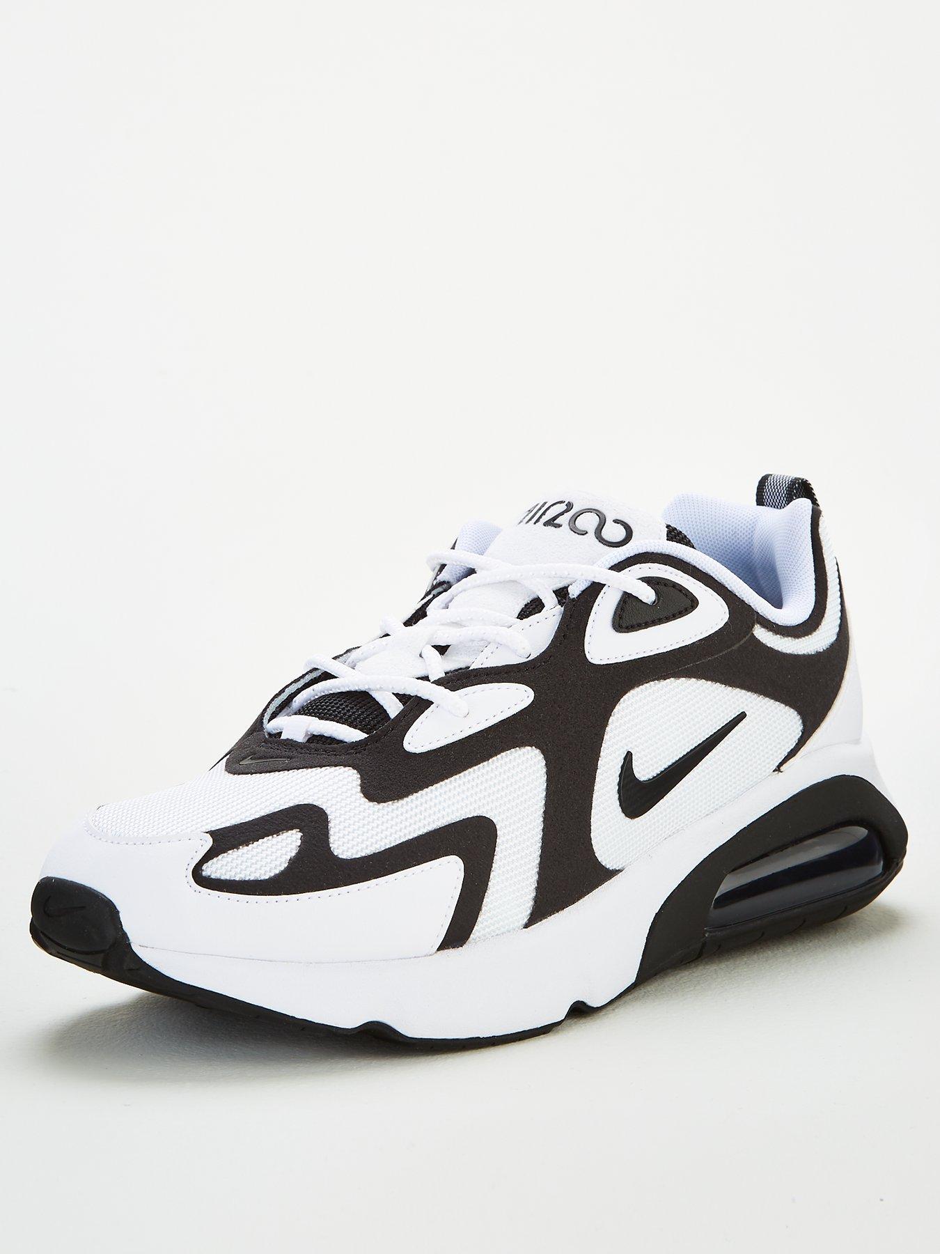 nike air max 200 trainers in black and white