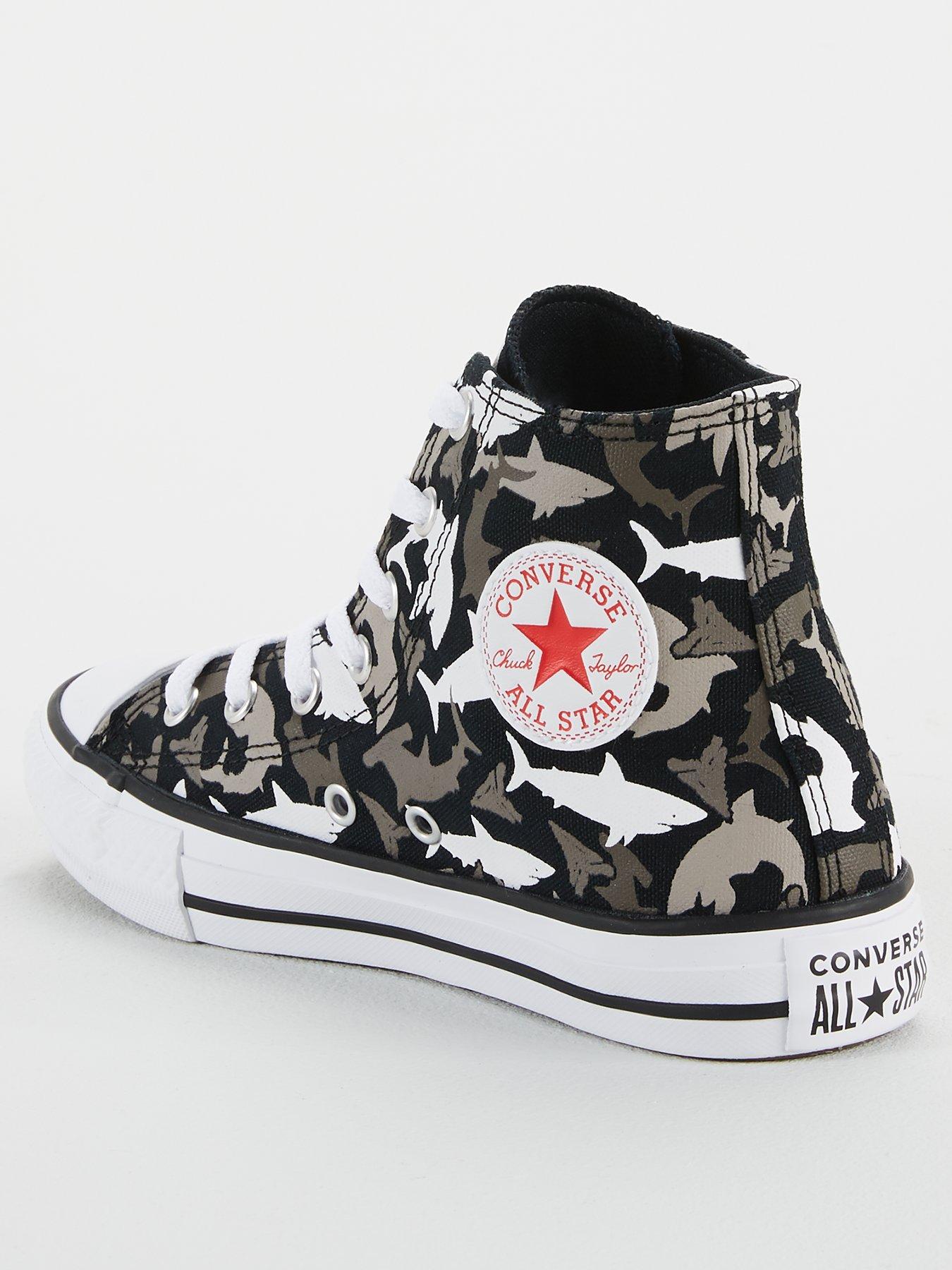 Converse Chuck Taylor All Star Hi Top Shark Bite Childrens Trainers -  Black/White | very.co.uk