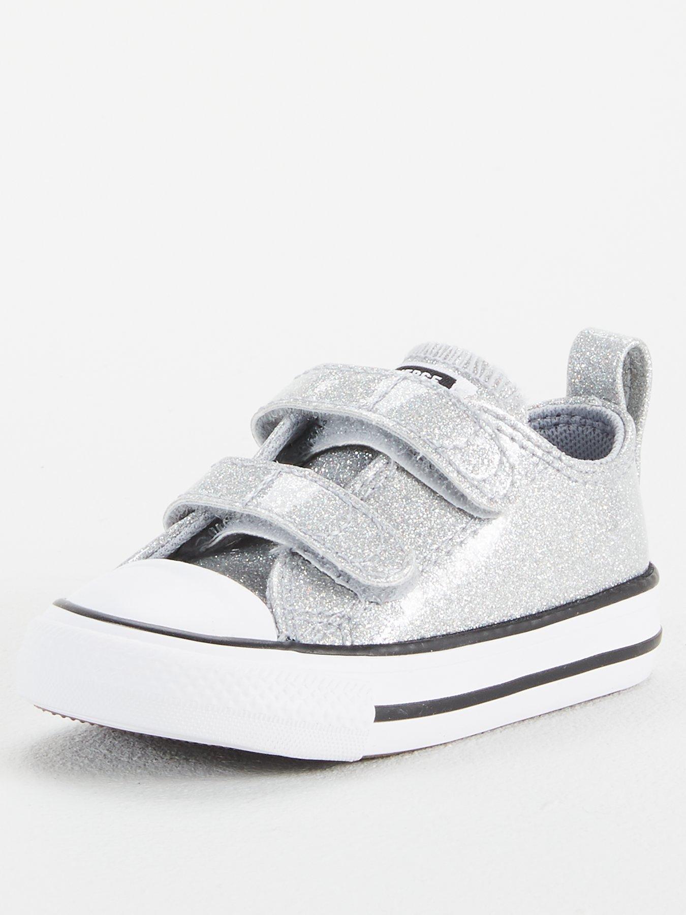 converse white silver glitter