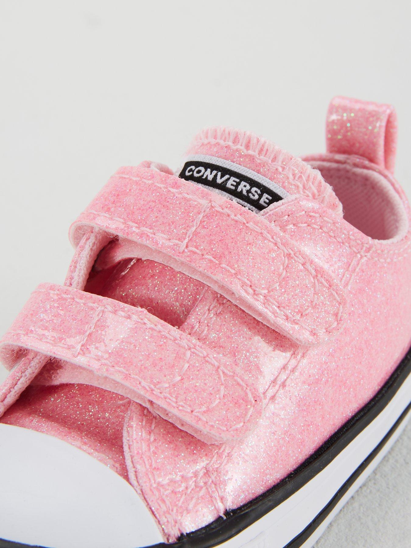 converse pale pink big eyelets glitter ox trainers