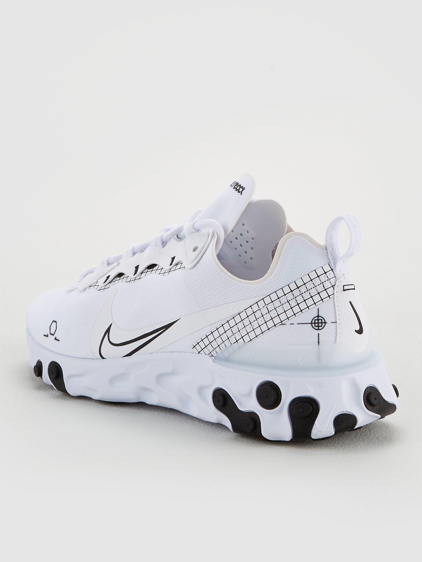 nike black and white react element 55 trainers