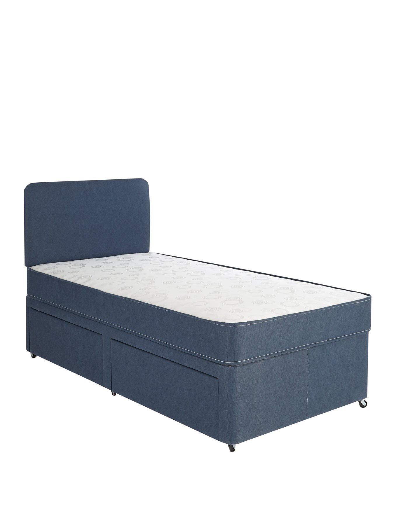Product photograph of Airsprung Teddy Storage Divan Set With Headboard And Extra Bounce Mattress - Blue from very.co.uk