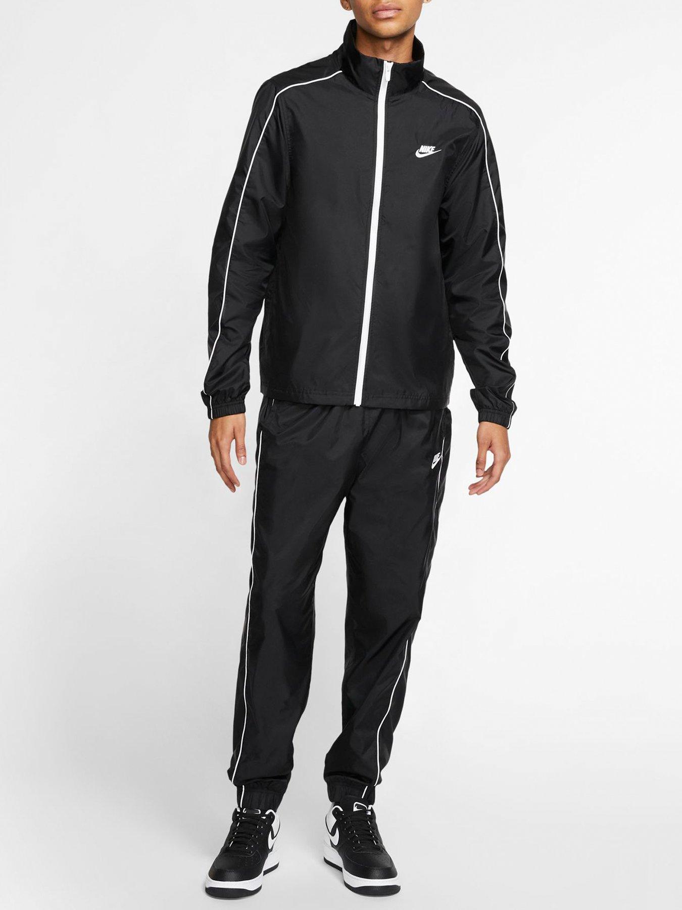 nike black white tracksuit