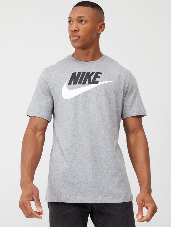 front image of nike-futura-t-shirt-greyblackwhite