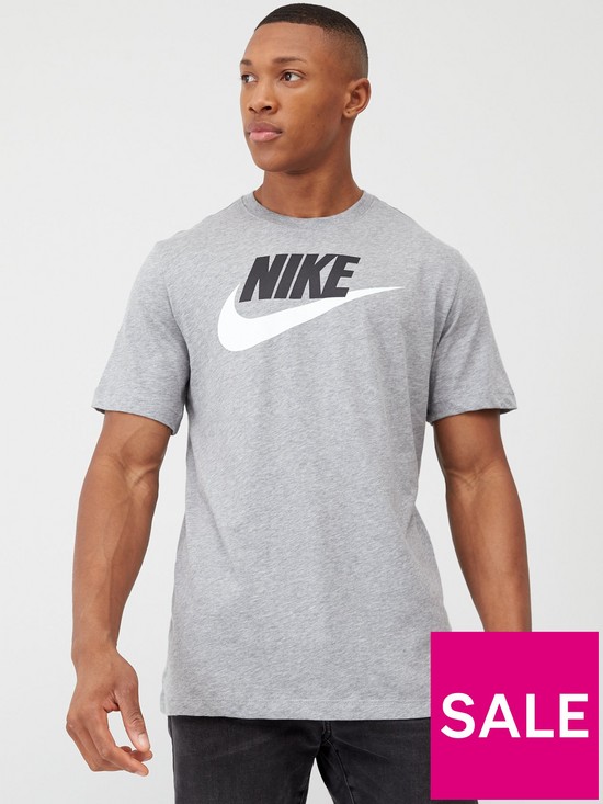 front image of nike-futura-t-shirt-greyblackwhite