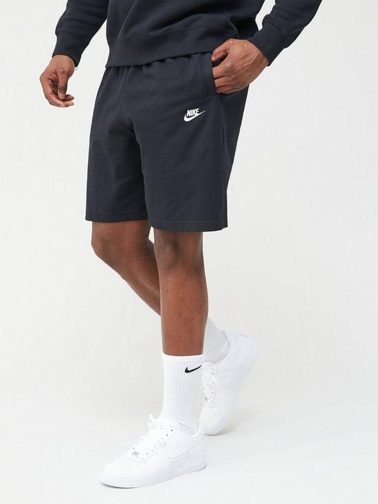 front image of nike-club-jersey-shorts-blackwhite