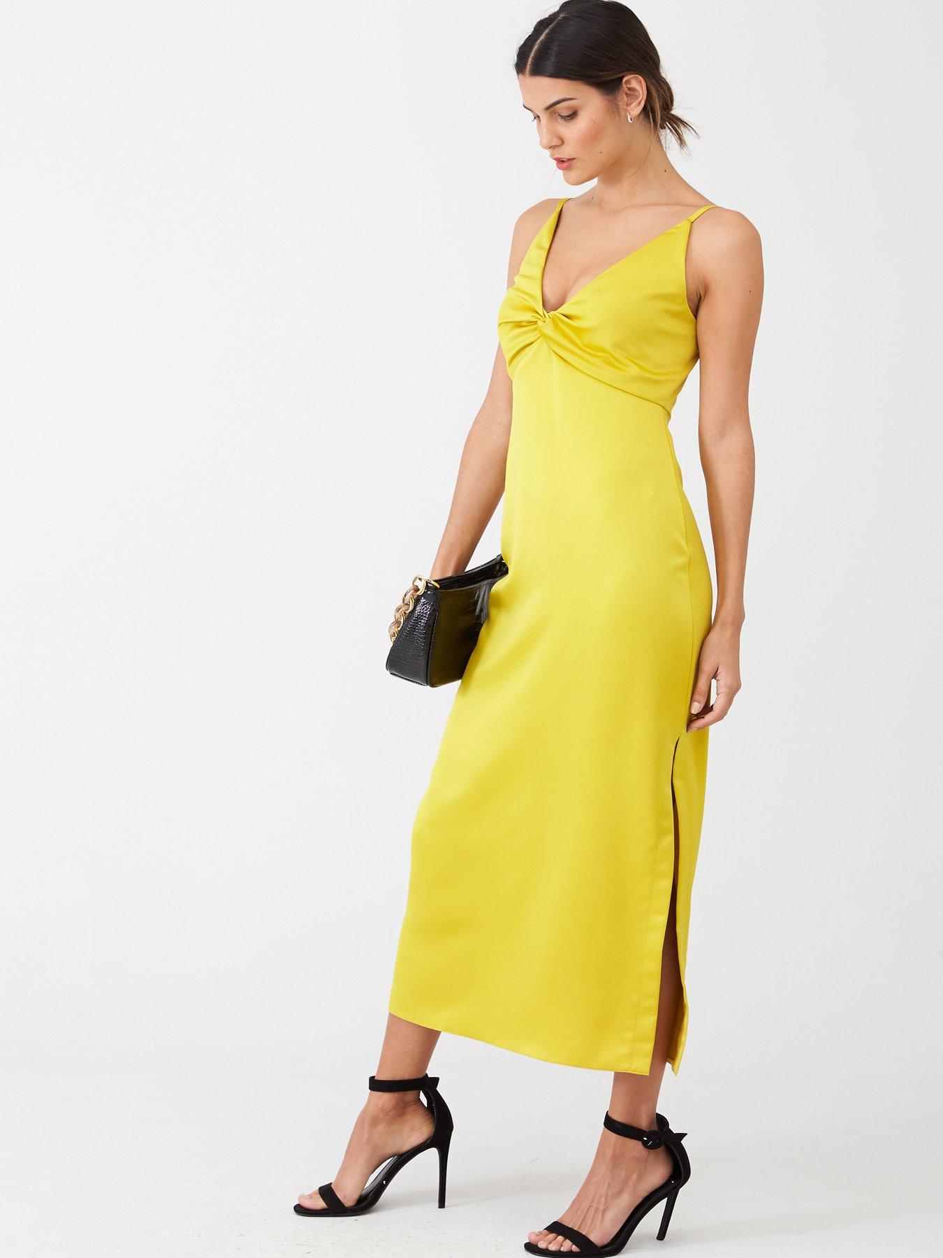 chartreuse slip dress