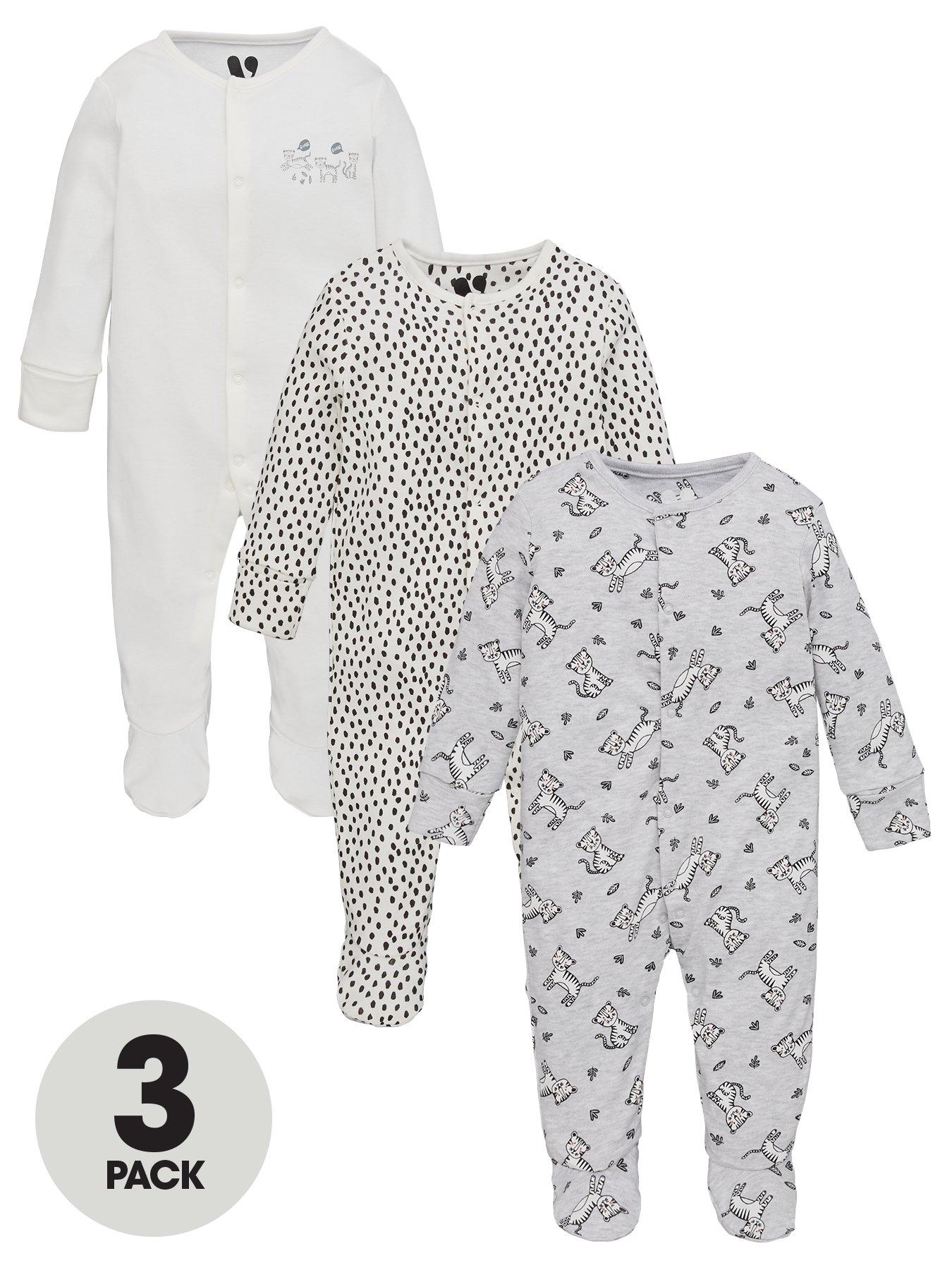 V By Very Baby Unisex 3 Pack Long Sleeve Tiger Sleepsuits review