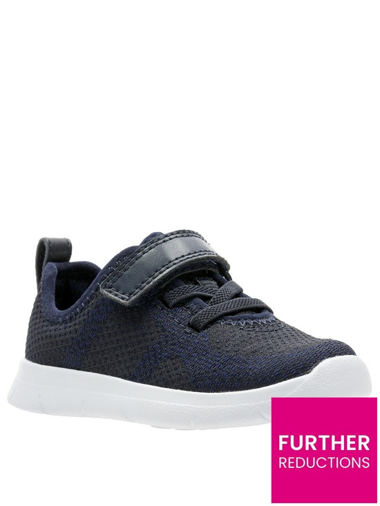 front image of clarks-ath-flux-toddler-trainers-navy