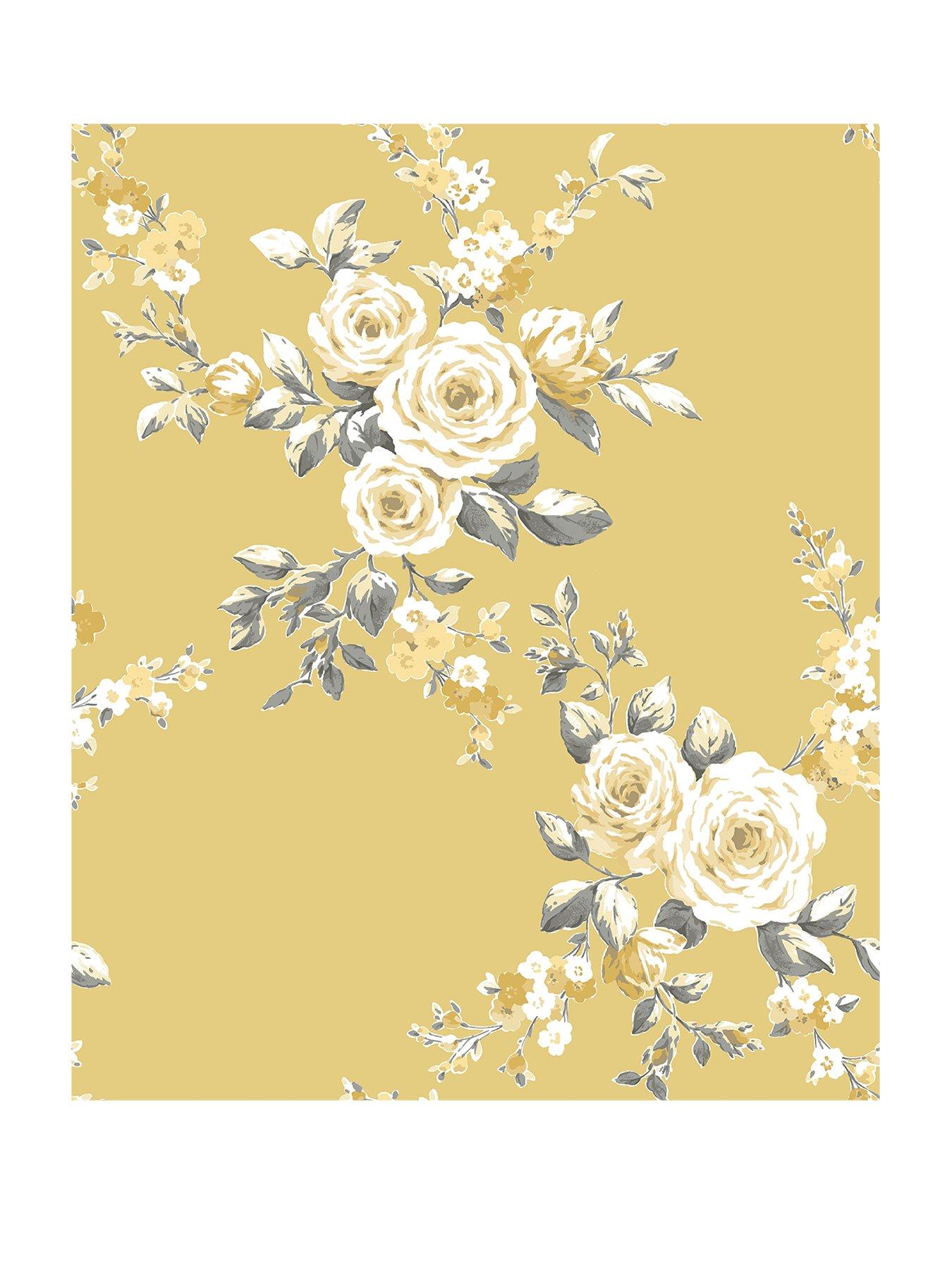 Catherine Lansfield Canterbury Floral Wallpaper Ochre Very Co Uk