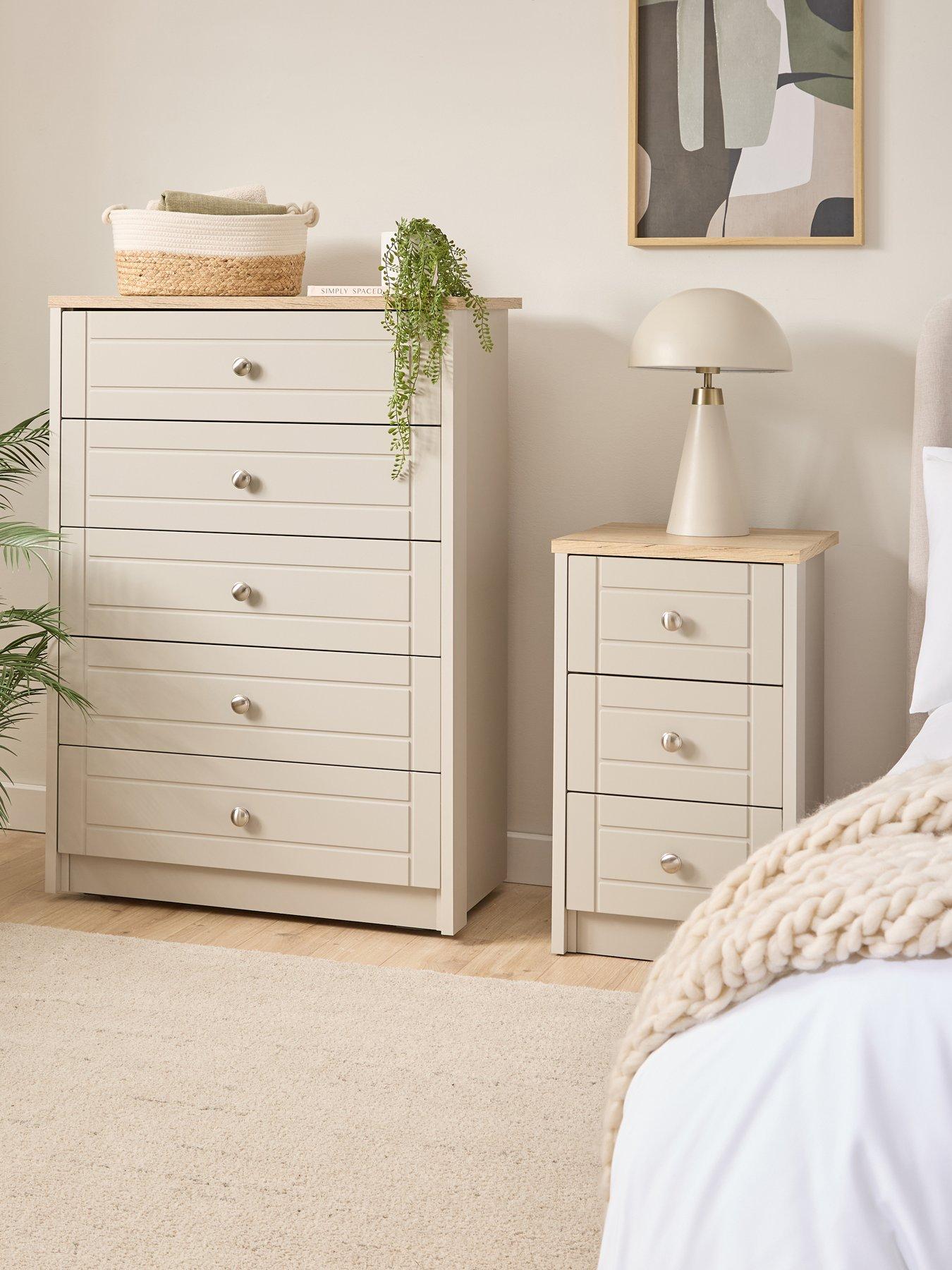 Image 1 of 7 of One Call Alderley Ready Assembled 3 Piece Package - Chest of 5 Drawers and 2 Bedside Chests