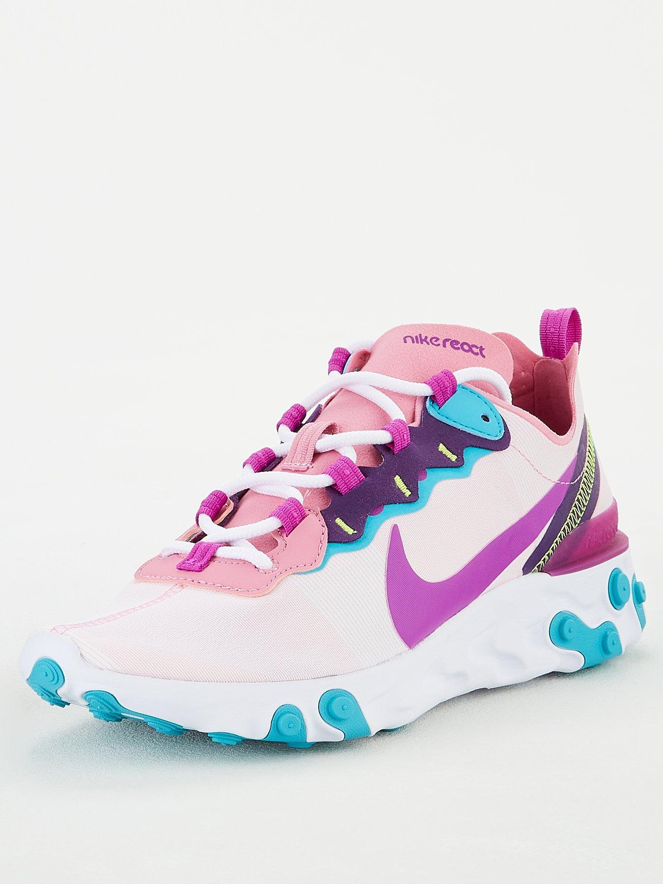 nike black and pink regrind react element 55 trainers