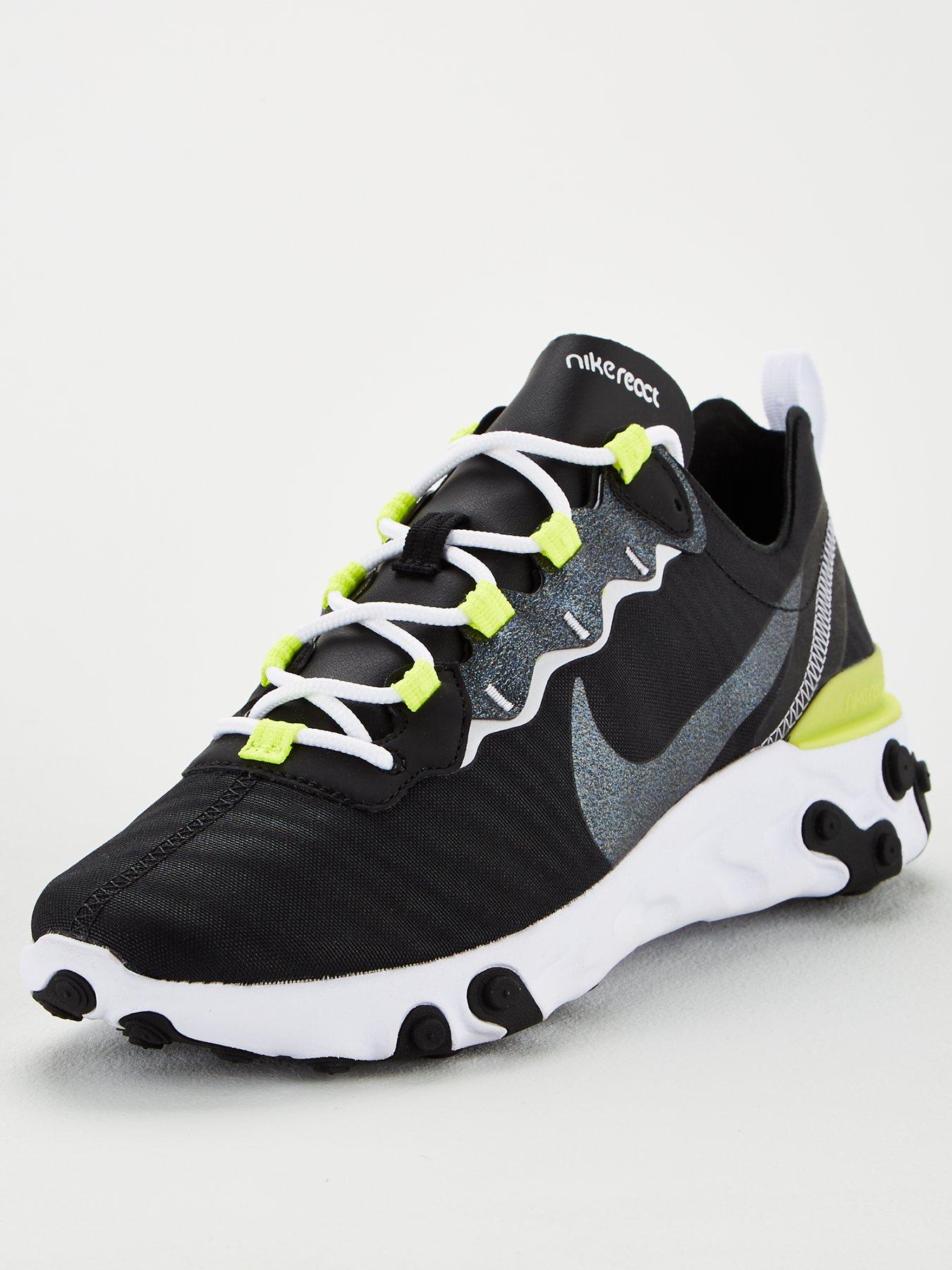react element 55 trainers black grey