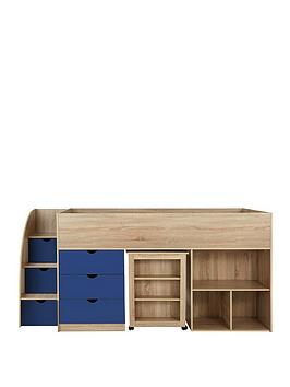 Product photograph of Very Home Mico Mid Sleeper Bed With Pull-out Desk And Storage - Oak Effect Blue - Mid Sleeper Only from very.co.uk