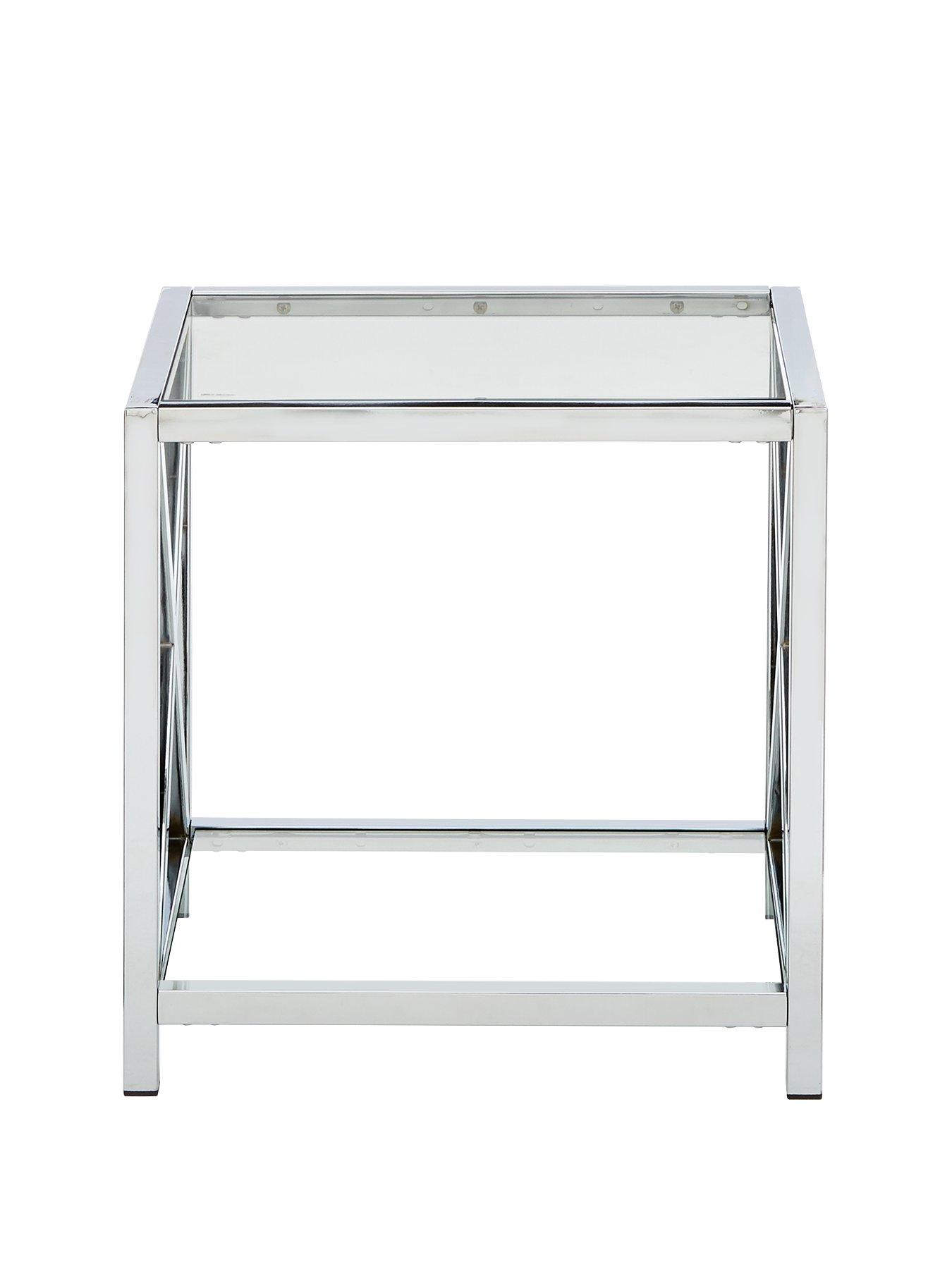 glass and chrome lamp table