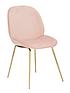  image of very-home-chopstick-100cm-round-brass-dining-table-4-penny-velvet-chairs-brasspink