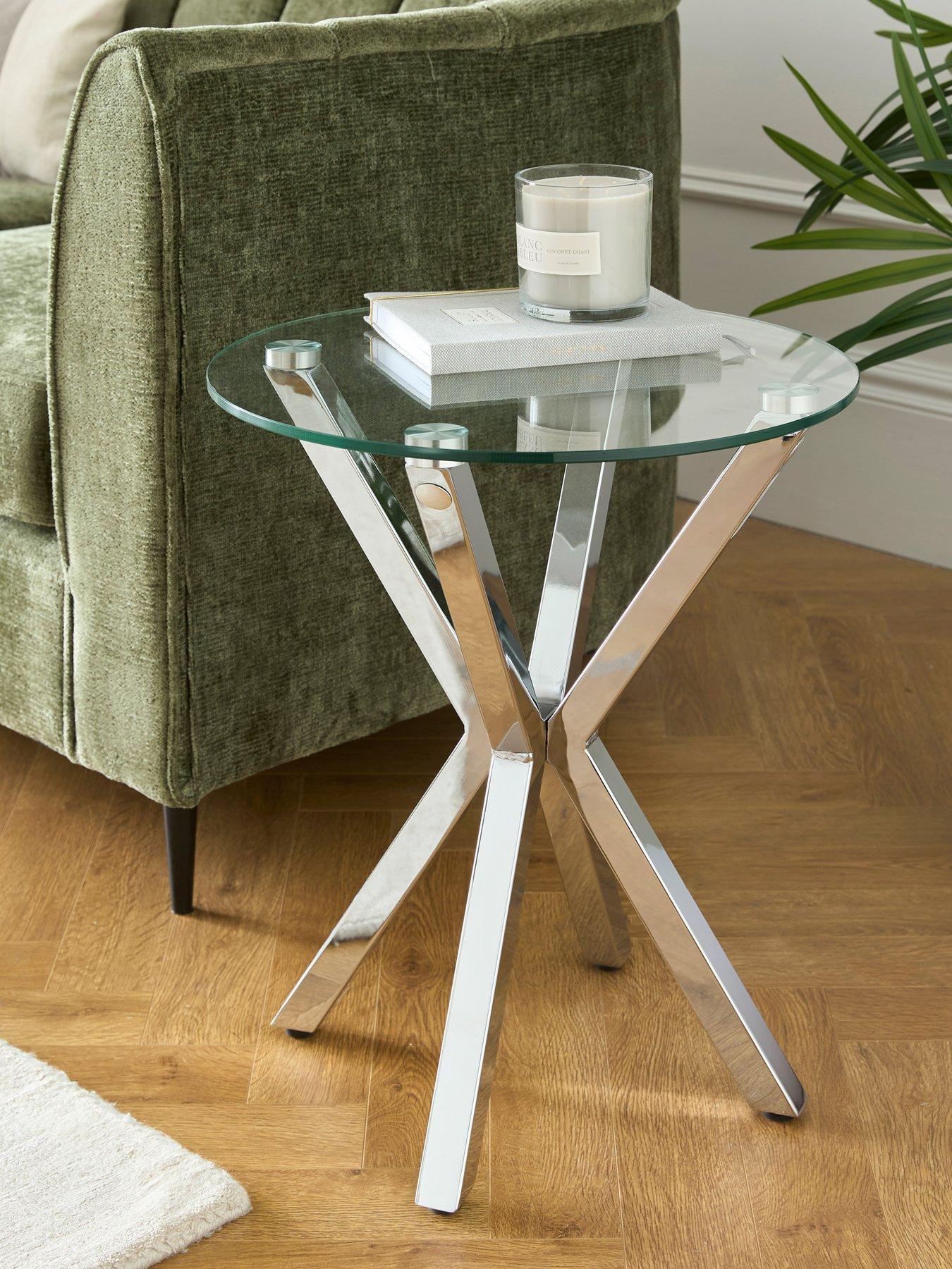 Image 1 of 5 of Very Home Chopstick Glass and Chrome Lamp Table