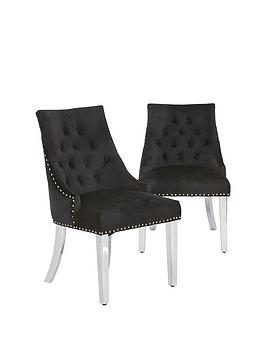 Product photograph of Very Home Pair Of Warwick Velvet Dining Chairs from very.co.uk