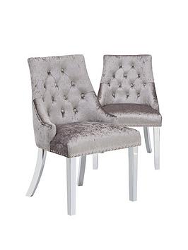 Product photograph of Very Home Pair Of Warwick Crushed Velvet Dining Chairs from very.co.uk