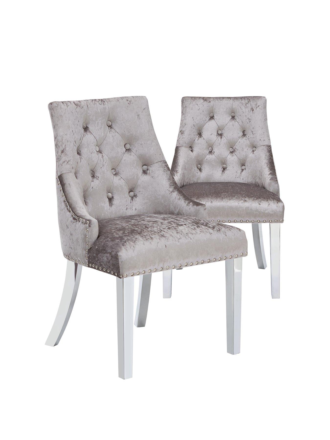 Pair of Warwick Crushed Velvet Dining Chairs very.co.uk