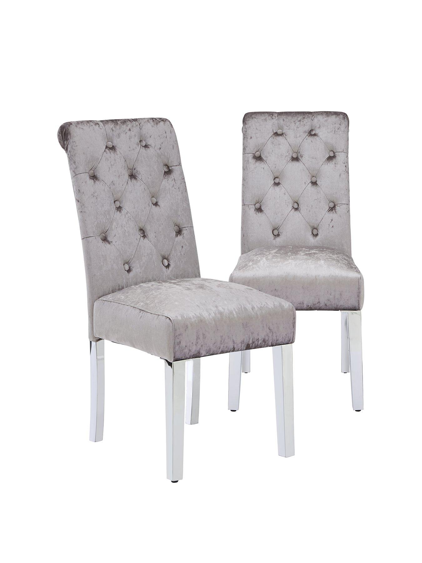 Product photograph of Very Home Pair Of Crushed Velvet Scroll Back Dining Chairs from very.co.uk