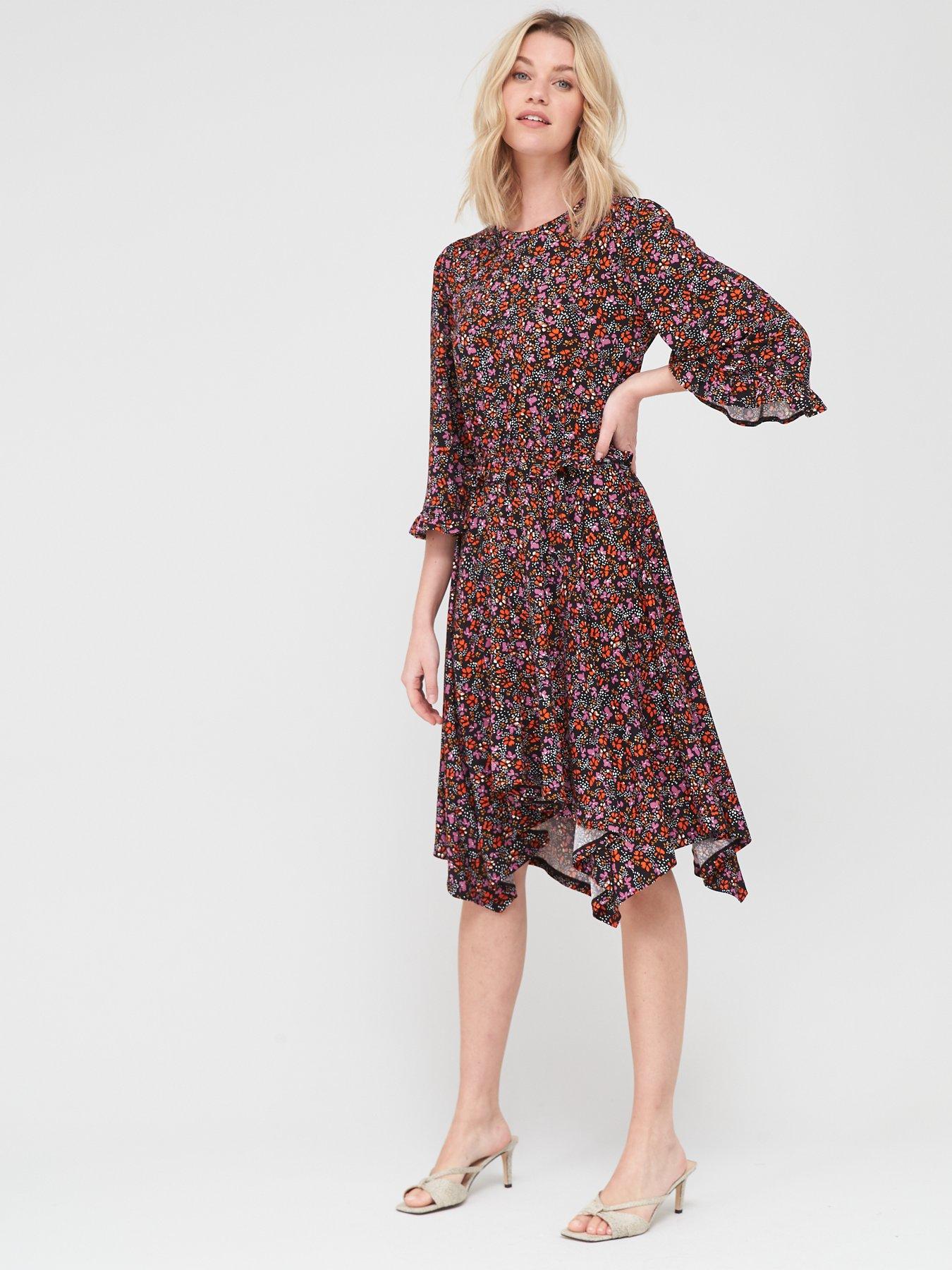 New Simply Be Ladies Summer Dress Length 45 inch UK Size 12 Blue Pattern Print