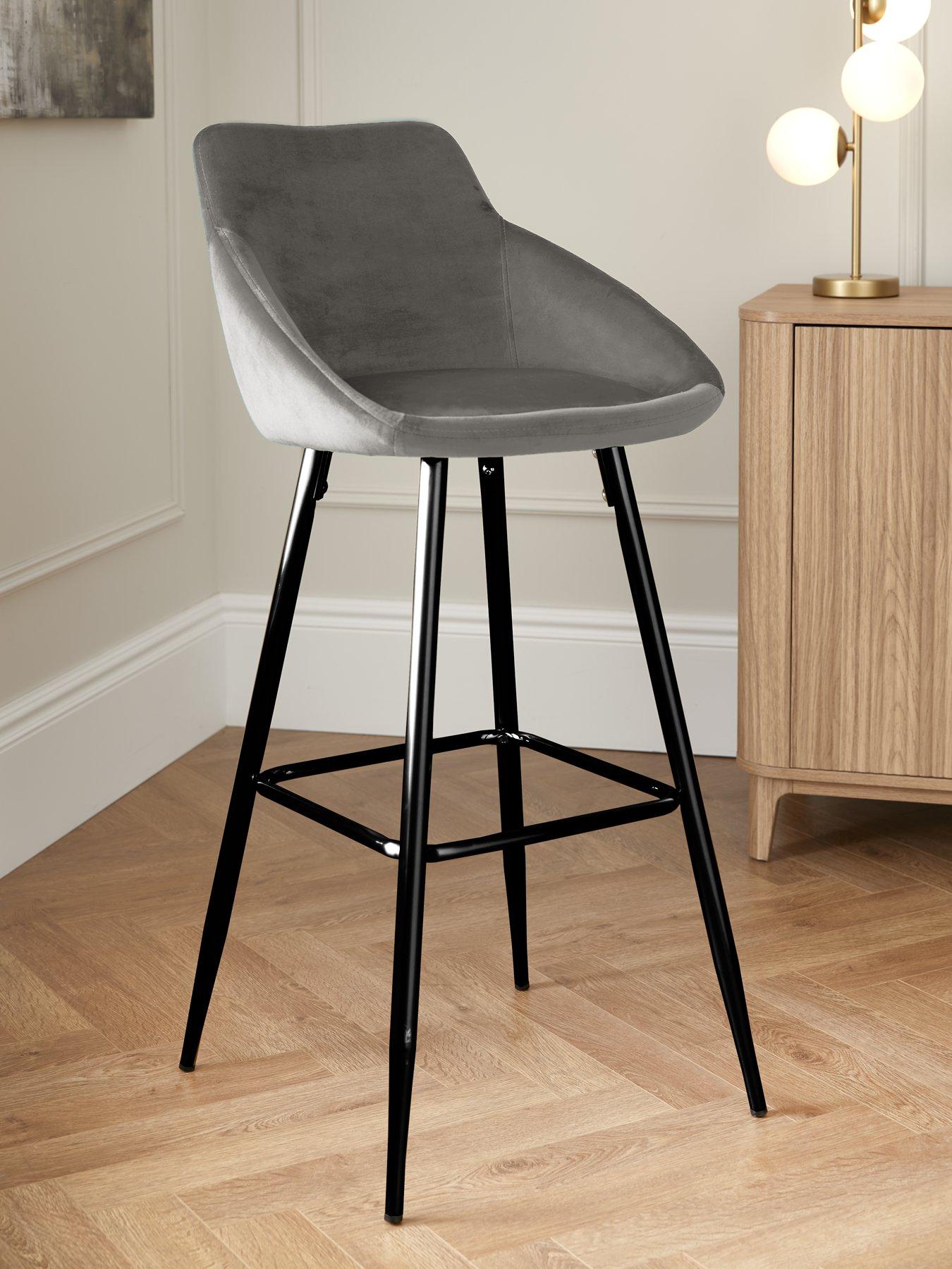 The Very Collection Dahlia Fabric Bar Stool - Grey/Black - FSC® Certified