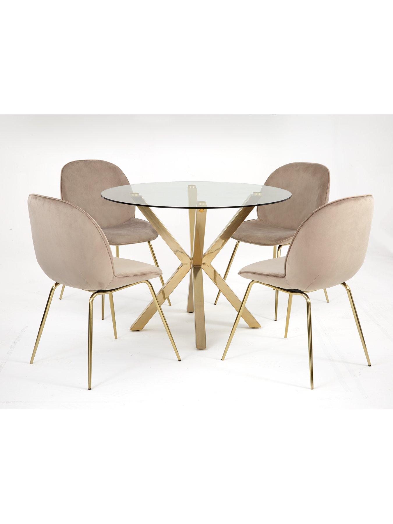 Michelle Keegan Home Chopstick 100 cm Round Brass Dining Table + 4